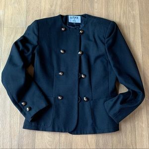 Kasper double-row gold button chain jacket black Size 6